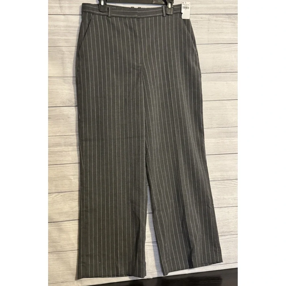 Abercrombie & Fitch Gray Pinstripe Pants Women's 31 Hook Zip NWT